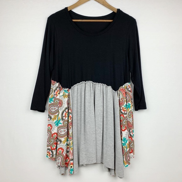 Sol R.H.R. Tops - Boutique Brand Sol RHR Asymmetric Floral Blouse